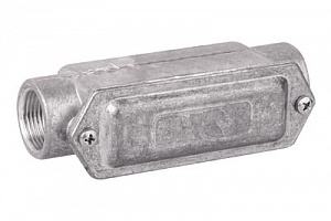 Коробка протяжная алюминиевая, 2 ввода 180°, М32х1,5 ,IP55, 146х45х57мм